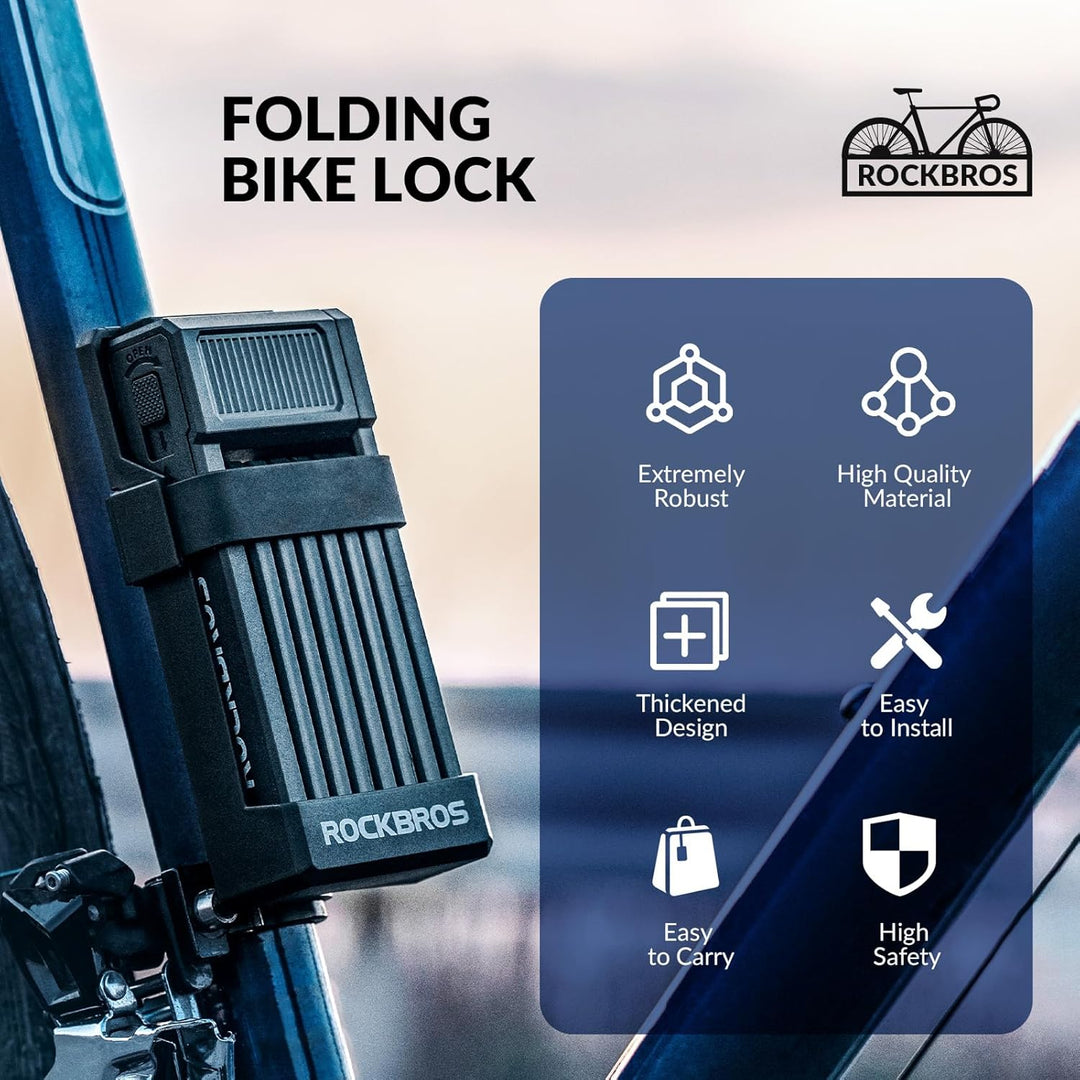 ROCKBROS Faltschloss Fahrrad 65cm Fahrradschloss mit 2 Schlüssel sicherer Diebstahlschutz Fahrrad Fa