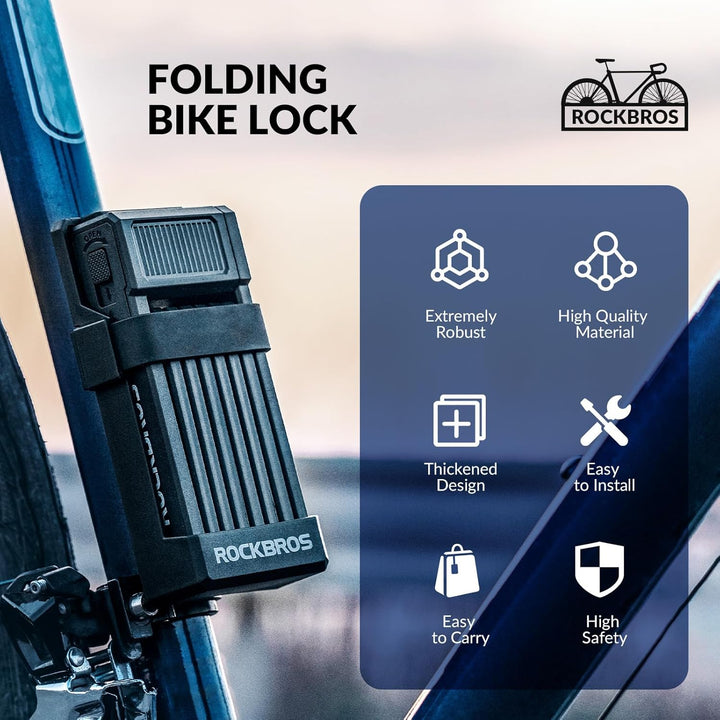 ROCKBROS Faltschloss Fahrrad 65cm Fahrradschloss mit 2 Schlüssel sicherer Diebstahlschutz Fahrrad Fa