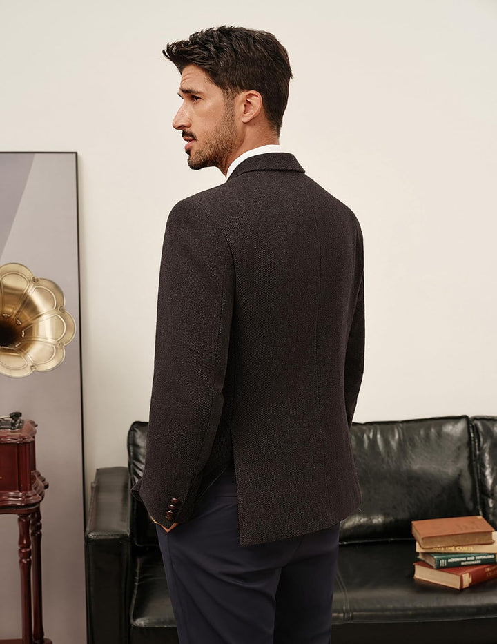 PJ PAUL JONES Sakko Herren 2 Knöpfe Tweed Wolle British Blazer Regular Fit Business Anzugjacke Männe
