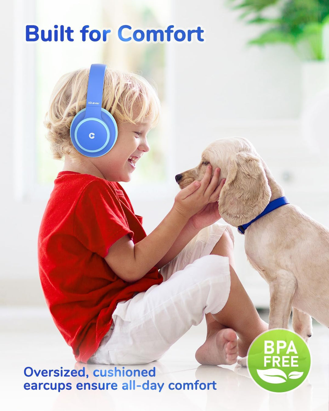 iiClever Noise Cancelling Bluetooth Kopfhörer Kinder, 60 Spielzeit, Sichere Lautstärke 80 dBA, Typ-C