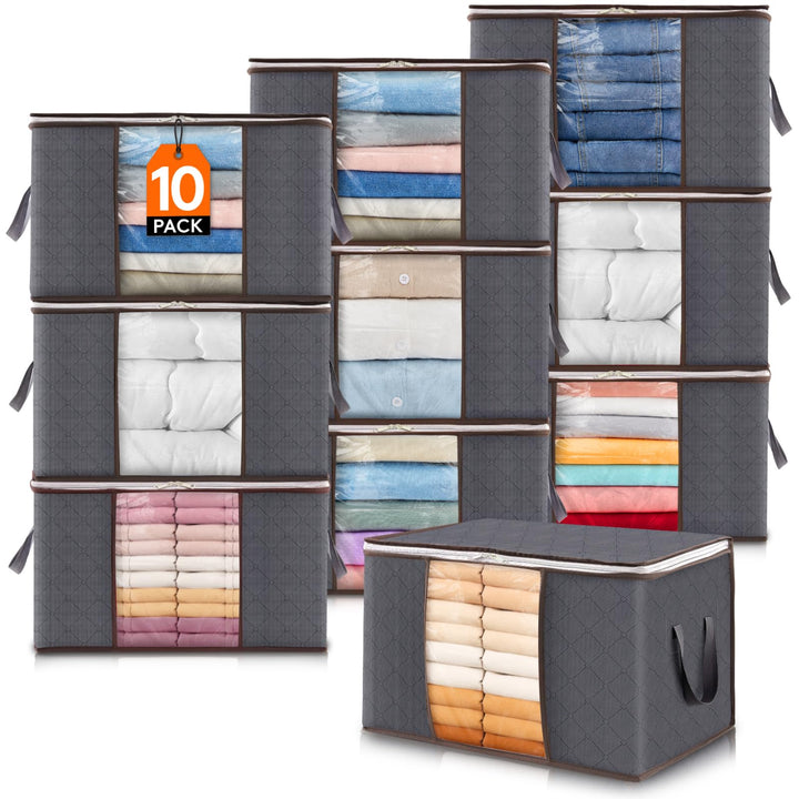 Lifewit 10 Stück Aufbewahrungstasche, Aufbewahrungsbox mit Deckel, Kleiderschrank Organizer Faltbare