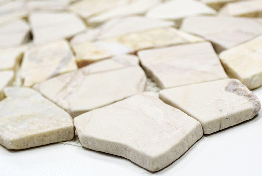 Mosaik Bruch/Ciot golden cream poliert mit Struktur Marmor Naturstein Küche, Mosaikstein Format: 15-