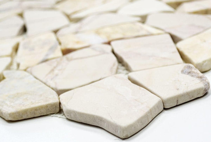 Mosaik Bruch/Ciot golden cream poliert mit Struktur Marmor Naturstein Küche, Mosaikstein Format: 15-