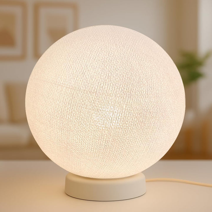 CREATIVECOTTON LED handgearbeitete Stehleuchte mit Lampenschirm aus Baumwolle (Weiss, 25 cm) Weiss 2