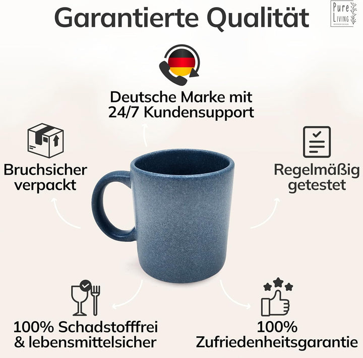 Steingut Kaffeetassen 6 Pers. Hochwertiges Urban Style TEST SEHR GUT Tassen Set, Spülmaschinen-, Mik