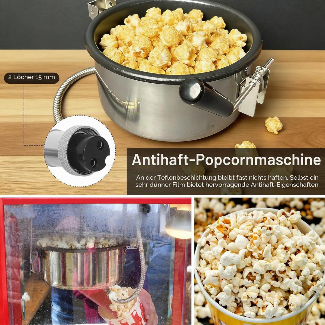 Heissluft Popcornmaschine Zubehör, Popcorntopf 2 Holes-15mm Elektrische Handgekurbelte Popcorn-Herst