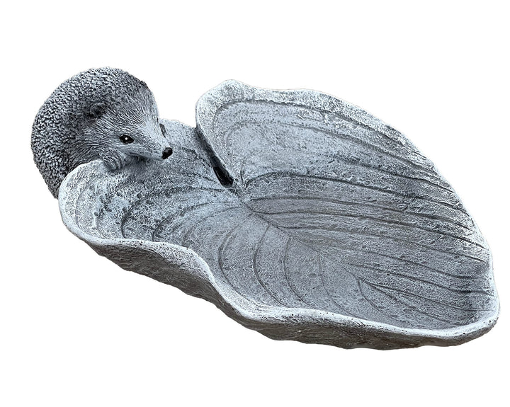 Stone and Style Vogeltränke Insektentränke Igel auf Blatt Steinguss frostfest