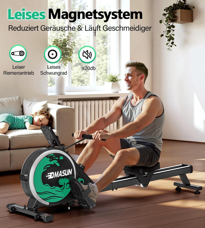 Rudergerät für Zuhause, DMASUN Magnetisches Rudergerät mit 16 Widerstandsstufen, Upgrade Doppel-Slid