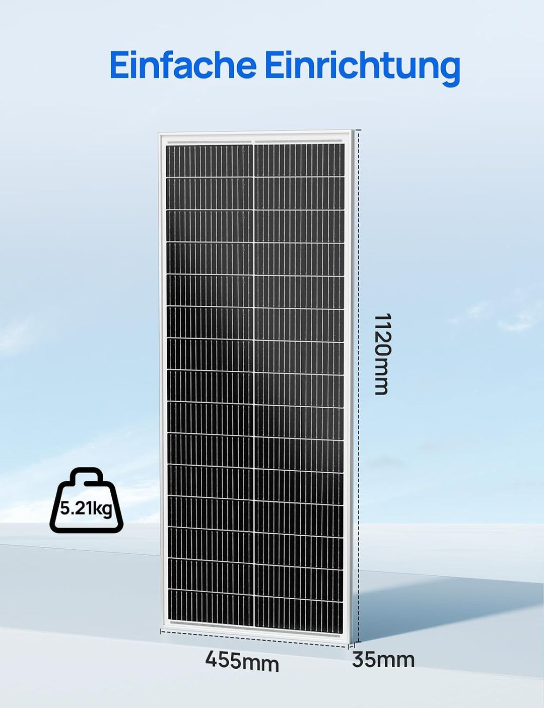 ECO-WORTHY 100W Solarpanel 18V, 18BB N-Typ Solarpanel Mit 25% Wirkungsgrad für Solaranlagen in Wohnm