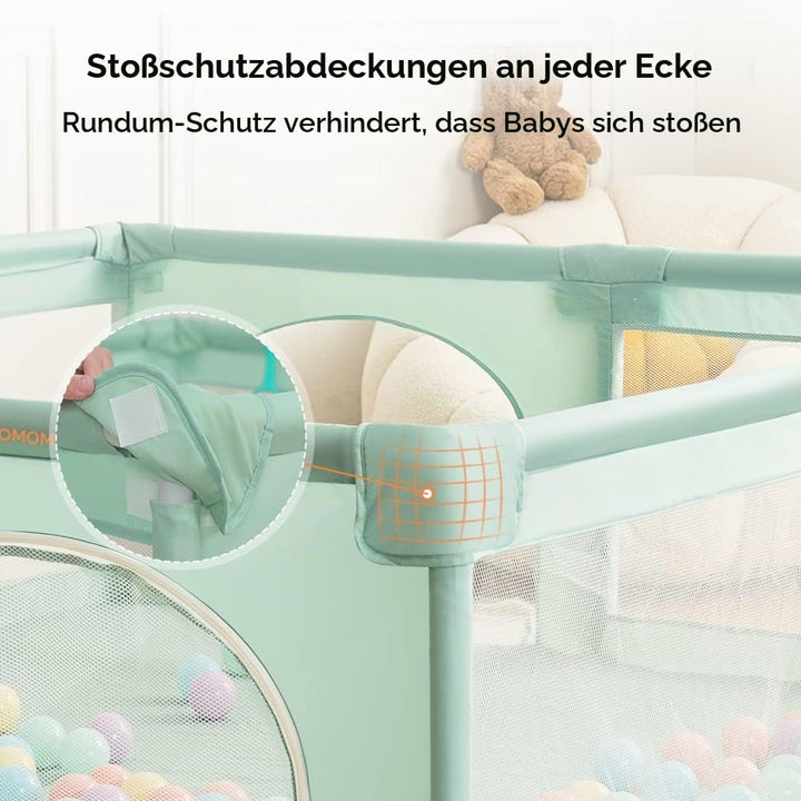 COMOMY Laufstall Baby, 150x180x66cm Laufgitter Baby Grosse xxl Sicherheitsbereich Schutzgitter für K