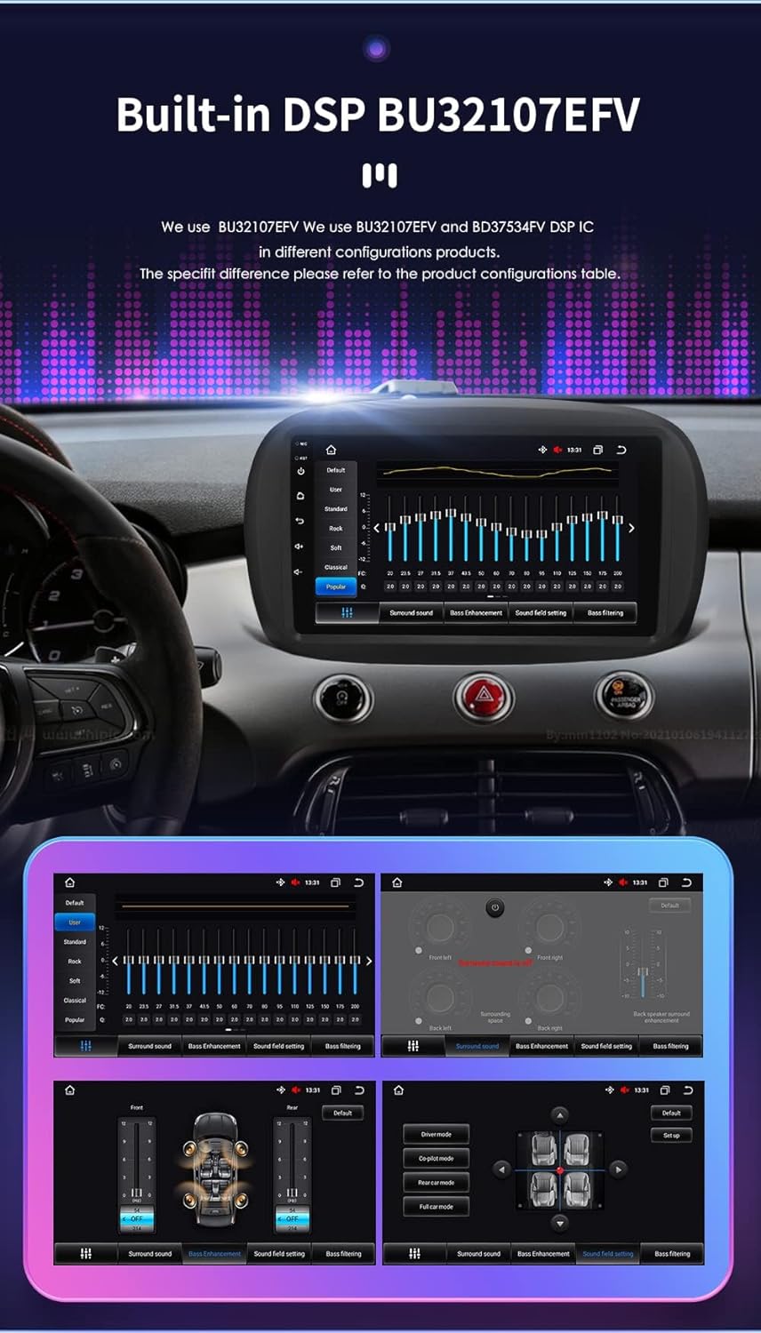 hizpo 9 Zoll Touchscreen Autoradio Kompatibel mit FIAT 500X 2014-2020 mit Carplay/Android Auto Bluet