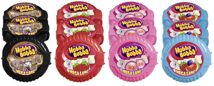 Hubba Bubba Kaugummi Rollen Mix Cola, Erdbeere, Fancy Fruit & Triple Mix 12 Rollen Cola, Erdbeere, F