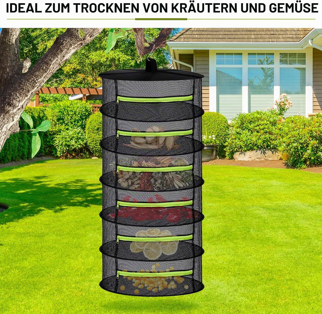 Trockennetz Kräuter, 6 Lagiges Kräutertrockner Hängend mit Haken und 4 Edelstahl-Clips, Kräuter Troc
