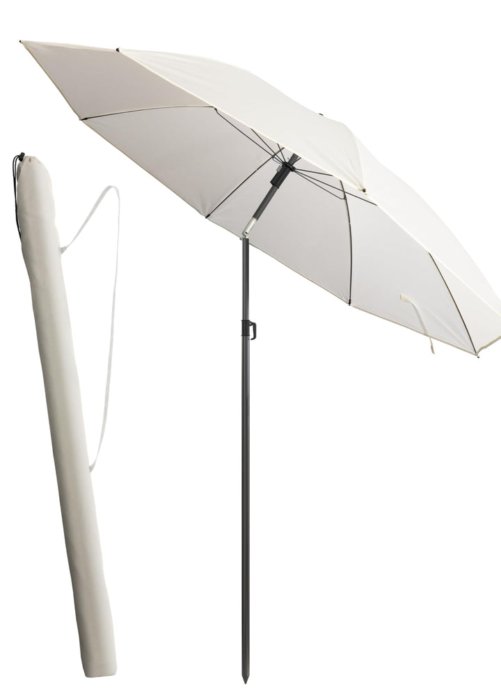 4smile Sonnenschirm Strand Ø 180 cm mit Hüll, Beige - UPF 50+ Strandschirm SunnyJoy, Strandschirm wi