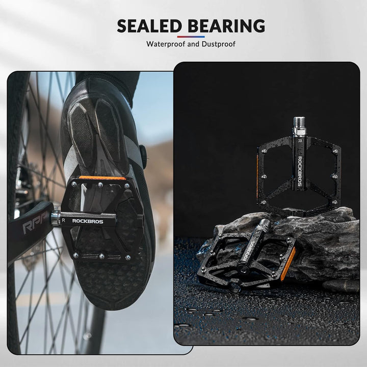 ROCKBROS Fahrradpedale mit Reflektoren Platform Pedale aus Aluminiumlegierung Antirutsch Ultraleicht