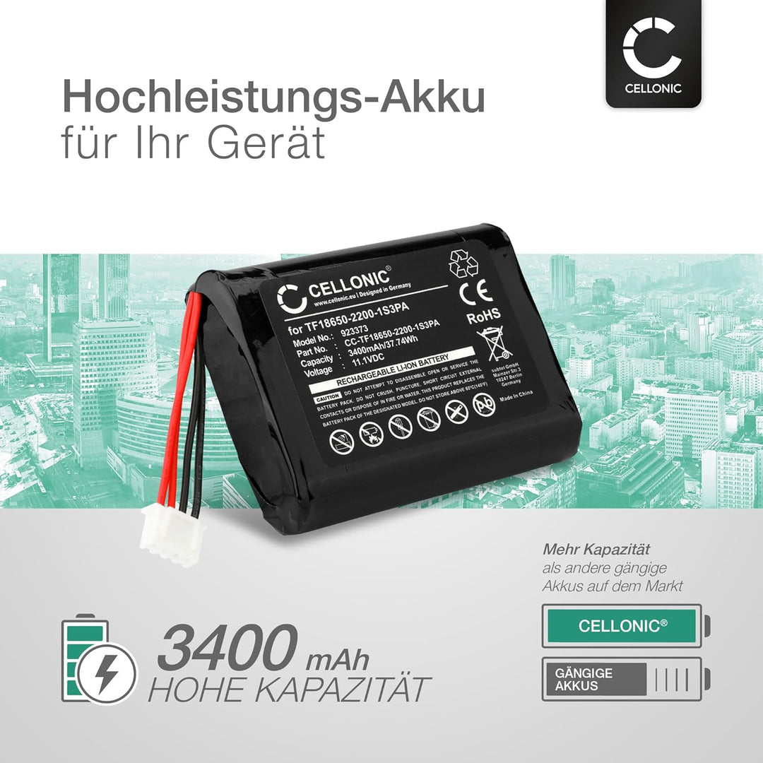 CELLONIC, Lautsprecherakku kompatibel mit Marshall Stockwell (3400mAh, 11.1V) 1x Ersatzakku TF18650-