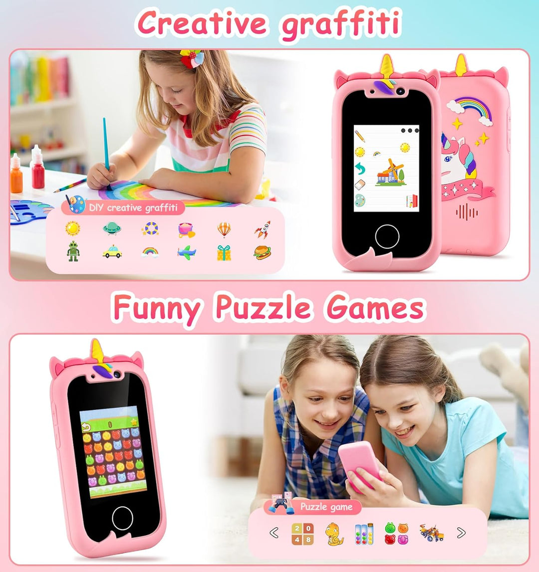 htbakoi Kinder Handy Kinderhandy Smartphone Spielzeug Spielhandy Kindertelefon Kinder Telefon Spielz