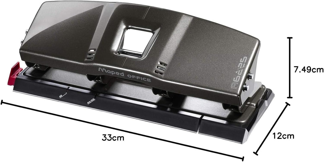 Maped M622511 - 4-Fach-Locher Advanced, Metal 25/30 Blatt Locher für 4 Löcher 4 Hole Punch, Locher f