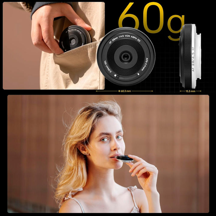VILTROX 28mm F4.5 XF Pancake APS-C für Fuji XF, Autofokus Weitwinkel Festbrennweitenobjektiv für Fuj