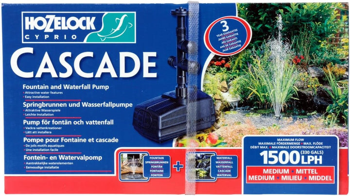 Hozelock Fontänen- &amp; Wasserfallpumpen Cascade Fontäne und Wasserfall, Schwarz, 1500 Liter pro