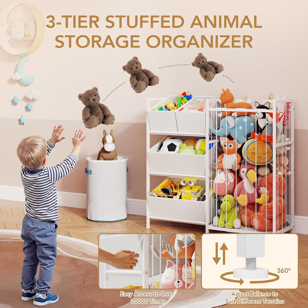 BBLIKE Spielzeug Aufbewahrung, Stofftiere Kinderzimmer Möbel Aufbewahrungsregal mit 4 Boxen, Würfelr
