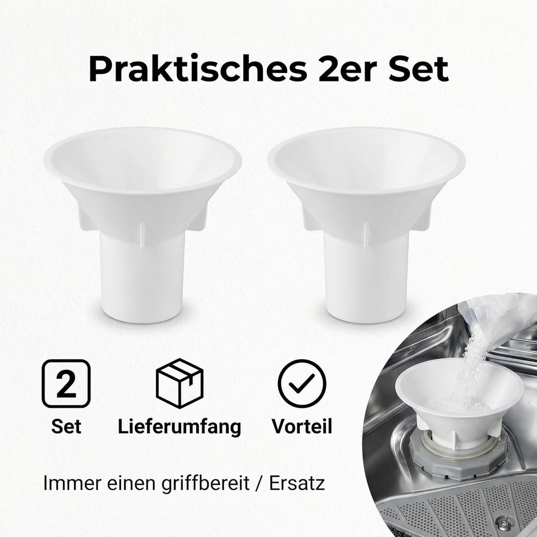2er Set Geschirrspüler Salztrichter passend für Bosch Siemens Neff Constructa 00645000 – Einfüllhilf