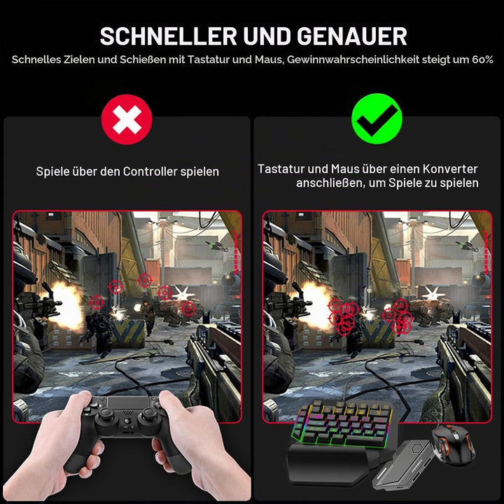 Arvin Tastatur und Maus Adapter für Nintendo Switch/Xbox/PS3/PS4, Kabelgebundene &amp; 2.4G Wireless Mau