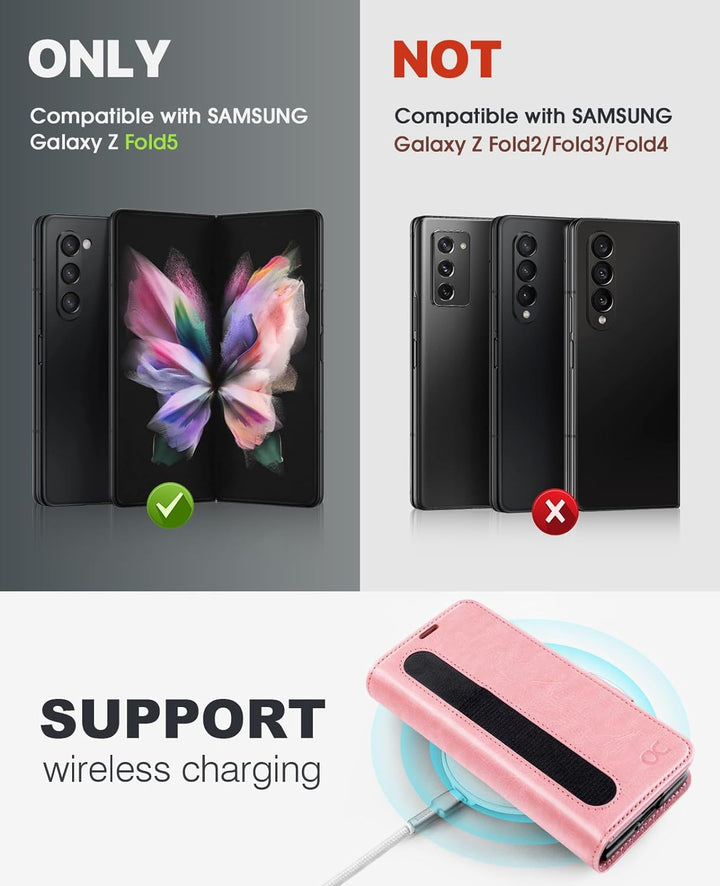 OCASE Hülle Samsung Galaxy Z Fold 5 5G Handyhülle mit [S Pen Halter] [Grenzschutz] [Premium PU Leder