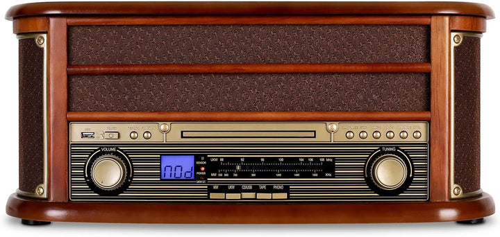 Auna Plattenspieler mit Lautsprecher, Retro mit Bluetooth und 3 Geschwindigkeiten, Schallplattenspie