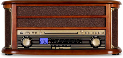 Auna Plattenspieler mit Lautsprecher, Retro mit Bluetooth und 3 Geschwindigkeiten, Schallplattenspie