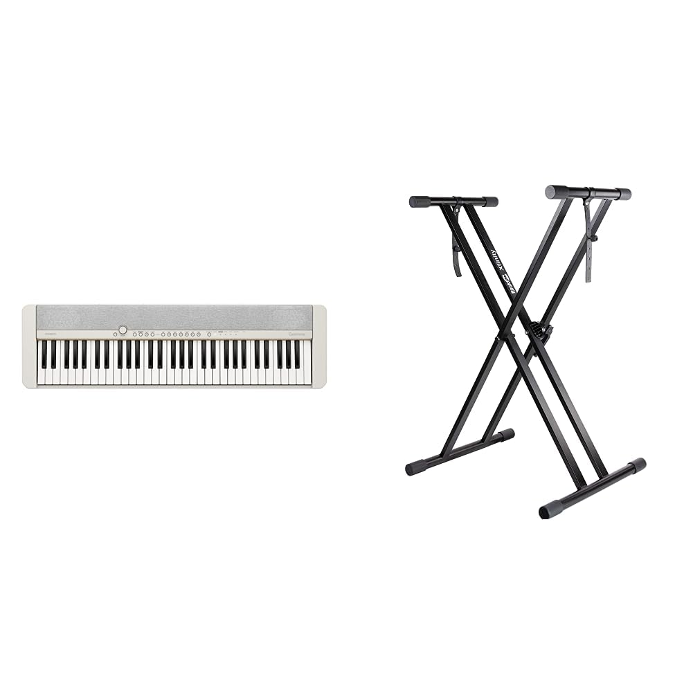Casio CT-S1WE CASIOTONE Piano-Keyboard mit 61 anschlagdynamischen Tasten, weiss & RockJam Xfinity Do