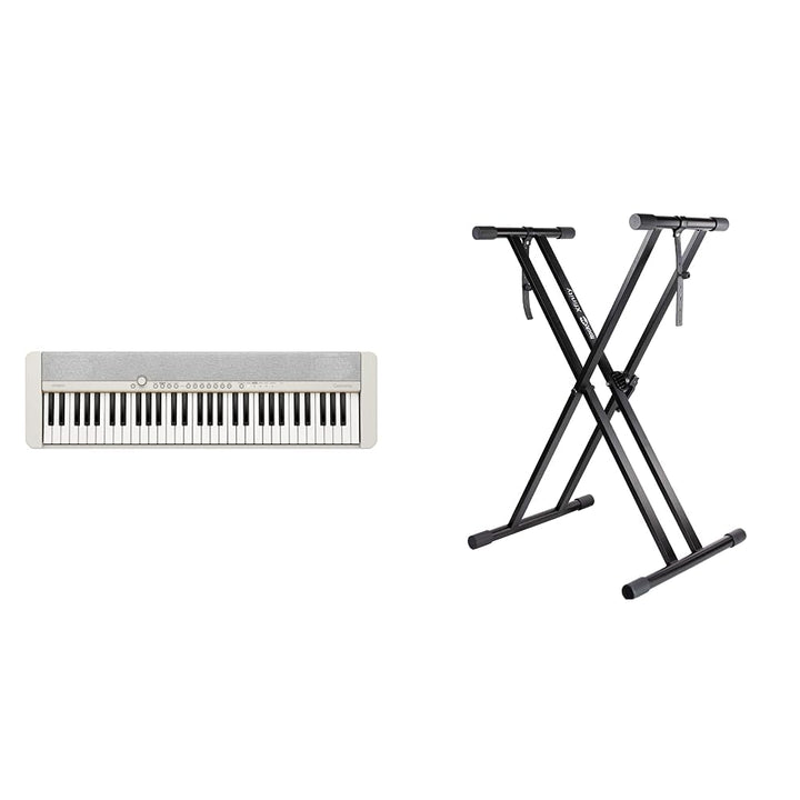 Casio CT-S1WE CASIOTONE Piano-Keyboard mit 61 anschlagdynamischen Tasten, weiss & RockJam Xfinity Do
