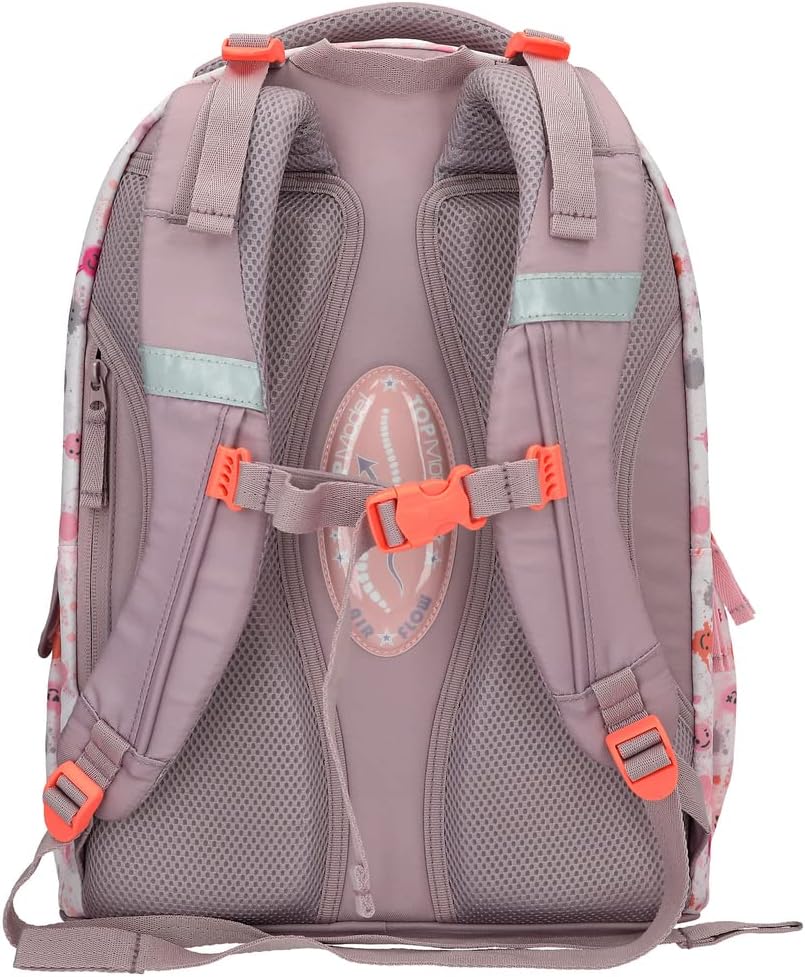 Depesche 12285 TOPModel Happy Together - Schulrucksack in Rosa mit Model-Motiv und Smiley-Muster, Ta