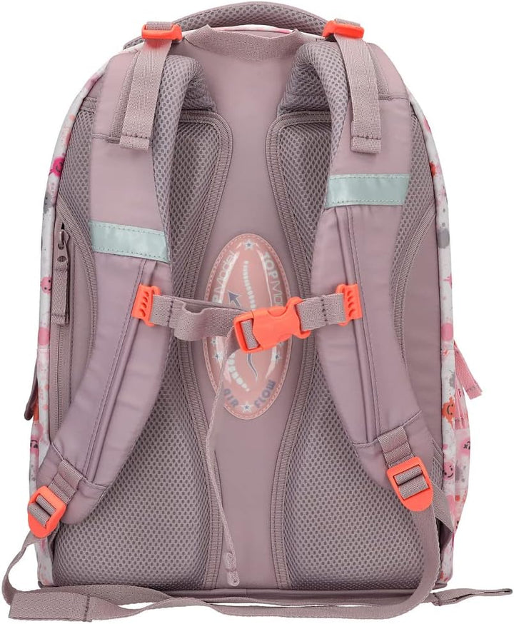 Depesche 12285 TOPModel Happy Together - Schulrucksack in Rosa mit Model-Motiv und Smiley-Muster, Ta