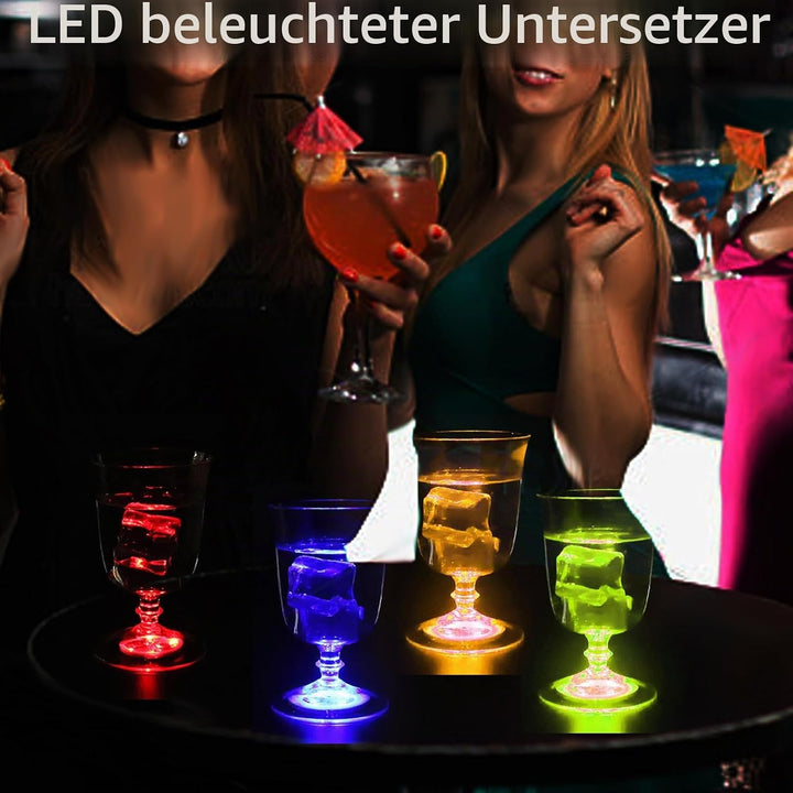 12 pcs LED-Untersetzer, LED Sticker Stimmungslichter, Bunt LED Untersetzer, Leuchtuntersetzer Rund,
