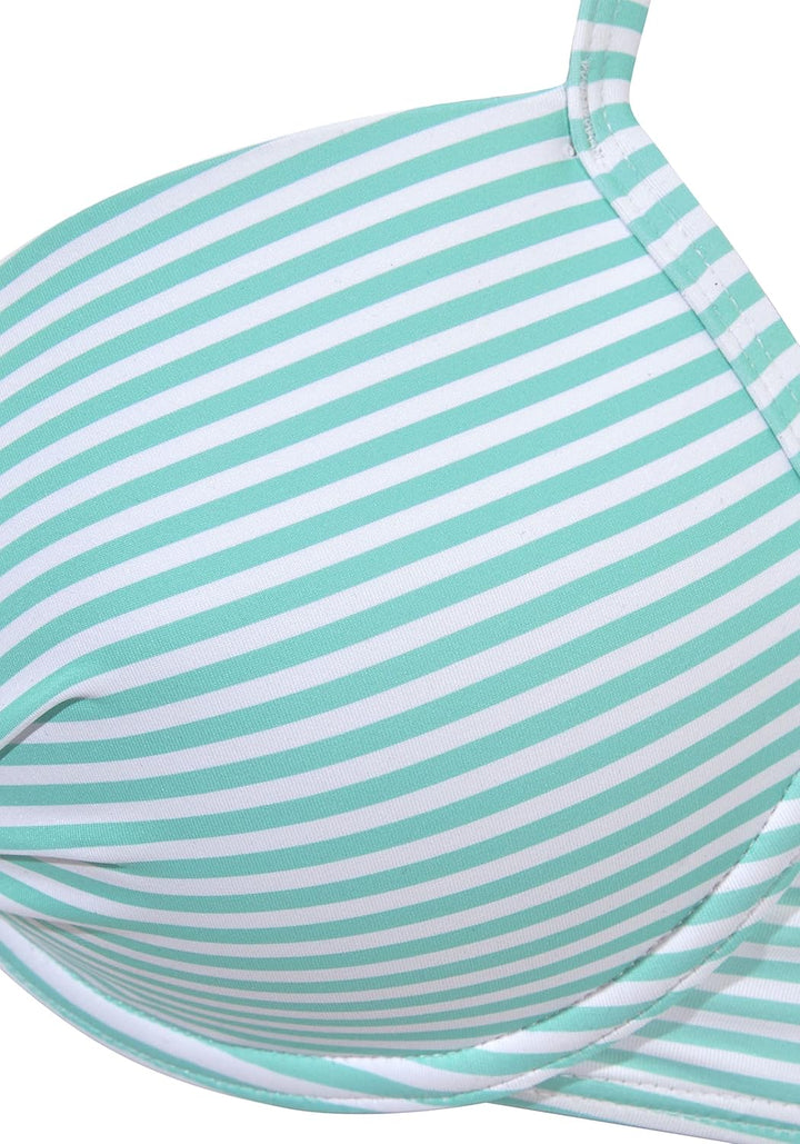 s.Oliver Damen Bügel-Bikini mit Streifendesign, wattierte Cups, Träger verstellbar, Hose mit Umschla