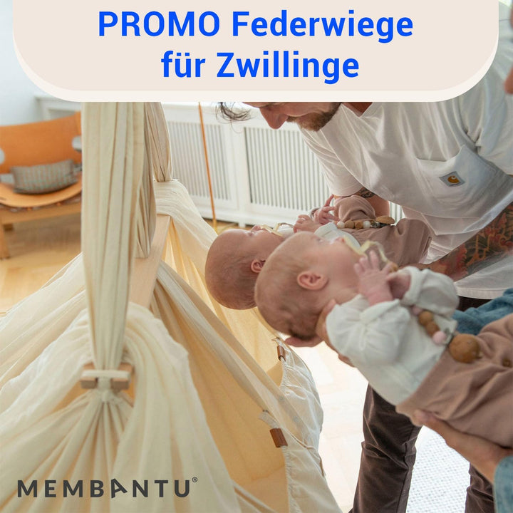MEMBANTU Federwiege Baby für Zwillinge - Baby-Wiege aus Bio-Baumwolle - Baby-Hängematte inkl. Feder