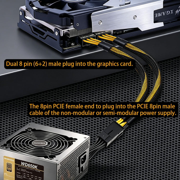 COMeap 8-Pin PCIe Splitter Kabel – GPU VGA PCIe Female auf Dual 8-Pin (6+2) Male PCIe Power Adapter