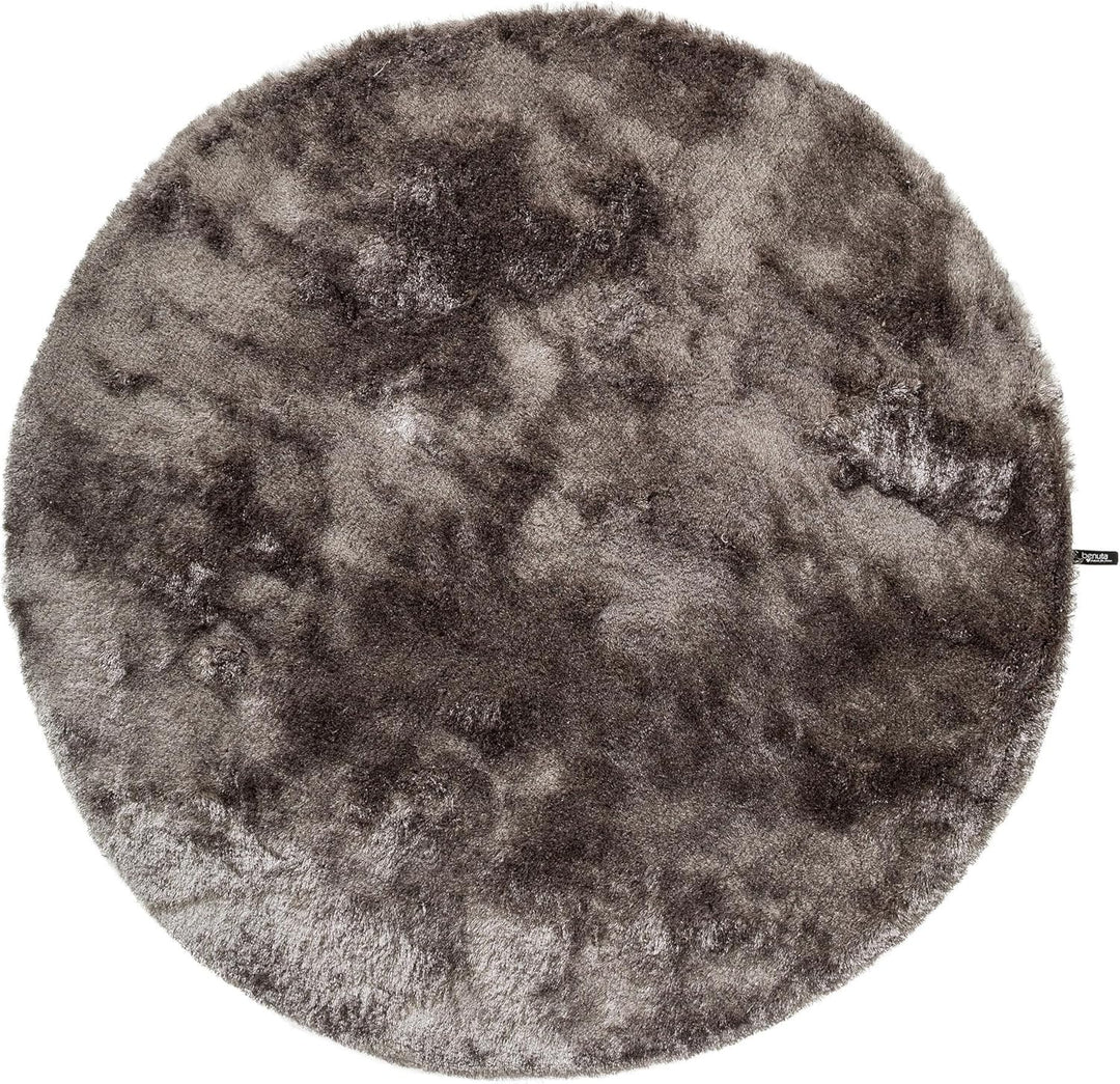 benuta Shaggy Hochflor Teppich Whisper Durchmesser 80 cm rund, Kunstfaser, Grau Rund Grau 80 cm rund