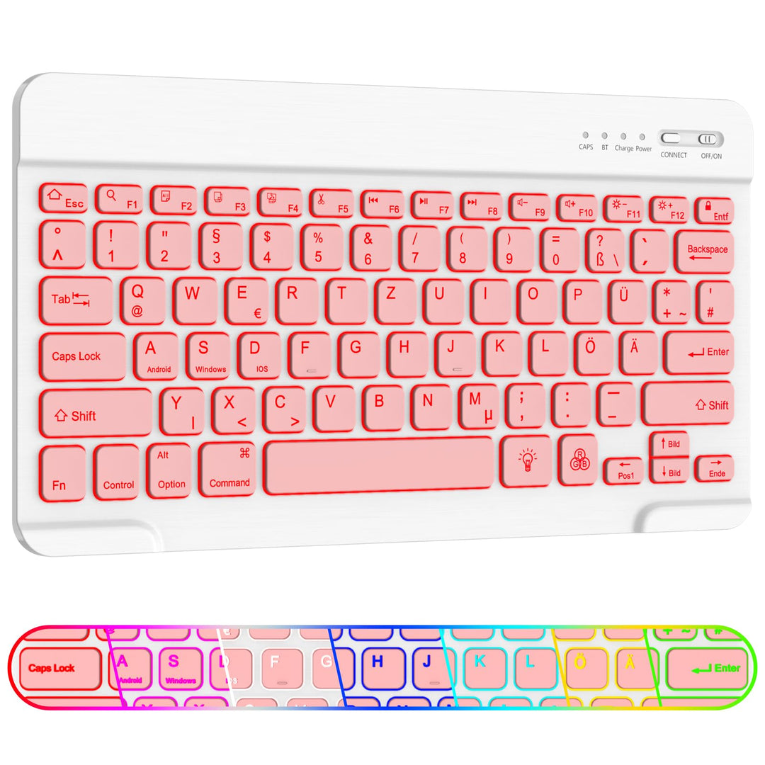 Bluetooth Tastatur – Kompatibel mit iOS, Android & Windows, für iPhone, iPad, Samsung & Co. | iPad T