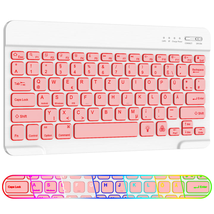Bluetooth Tastatur – Kompatibel mit iOS, Android & Windows, für iPhone, iPad, Samsung & Co. | iPad T