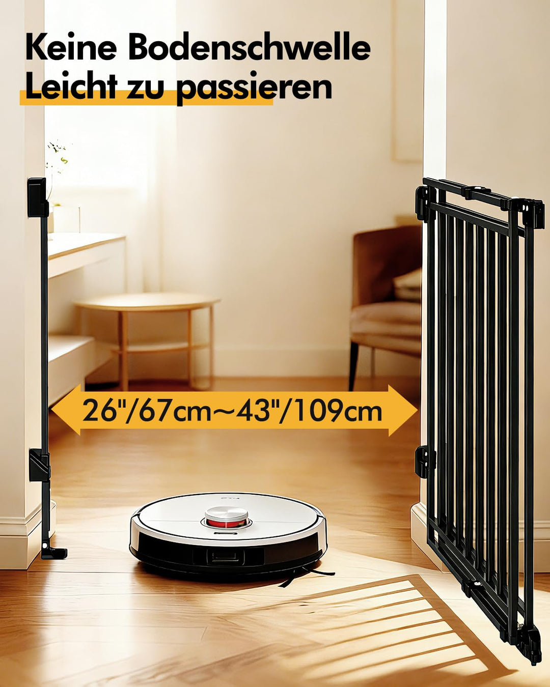 derimkcoa extra breites Treppenschutzgitter von derimkcoa, 74 cm hoch, Sicherheitsgitter für Kinder