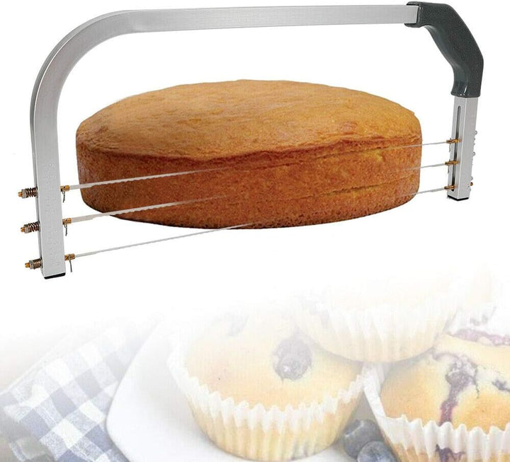 3 Drähte Tortenschneider Edelstahl & Alu Alloy, Professionelle grosse Kuchen Zwischenschicht Cutter,