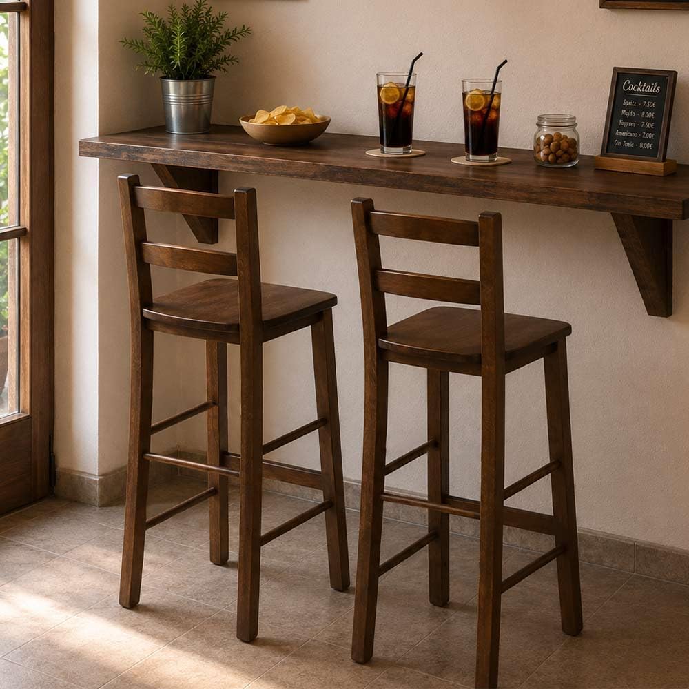 Ok Affarefatto Maddaloni Hocker aus Massivholz für Pub Pizzeria Casa H 67 cm vom Erde neu montiert