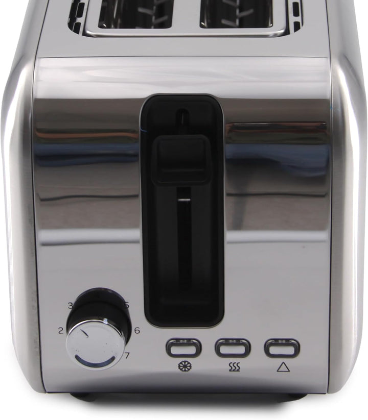 LITTLE BALANCE 8697 Dual Edelstahl, Toaster, 2 lange Schlitze für 4 Brotscheiben, Krümelschublade, 1