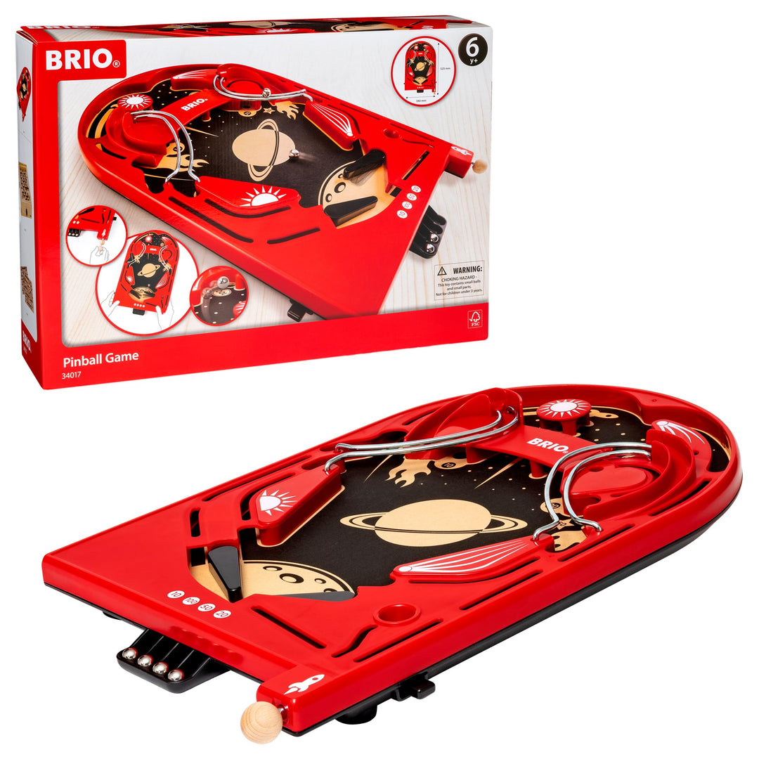 BRIO Spiele 34017 Holz-Flipper Space Safari - Pinball als Holzspielzeug für Kinder - Kinderspielzeug