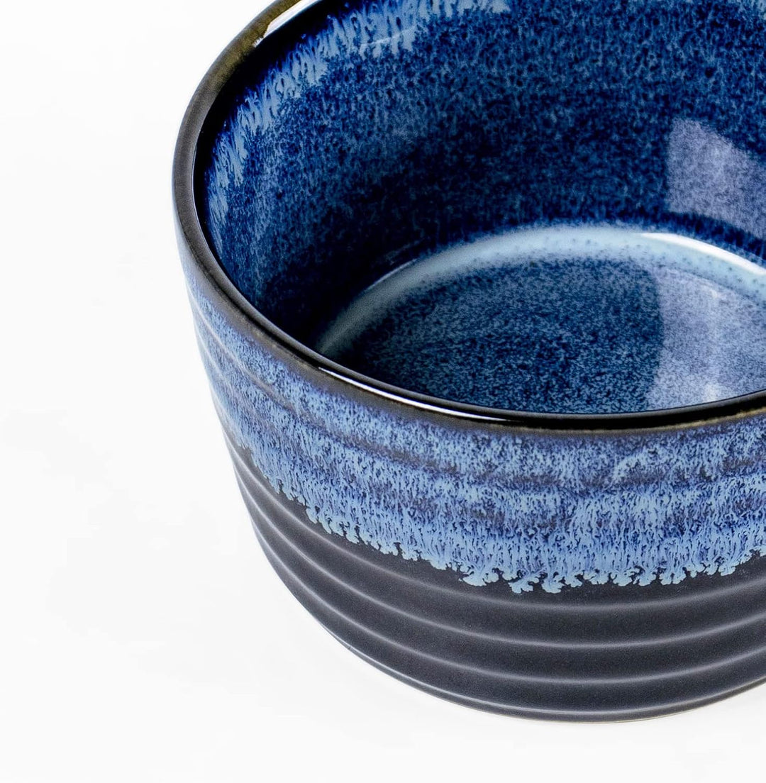 UNICASA Soufflé Förmchen, Creme Brulee Schälchen Blau 4 Stück, Souffleförmchen Porzellan Pastetenfor