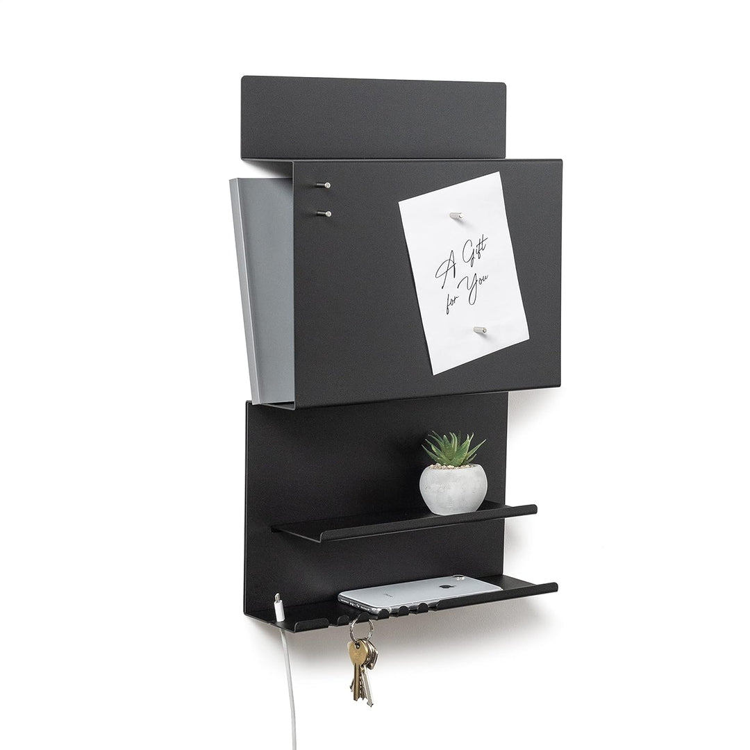 byde Wandorganizer Hepe aus Stahlstruktur. 30 x 9 x 49 cm 3-in-1 Wandregal mit Magnettafel und Magne