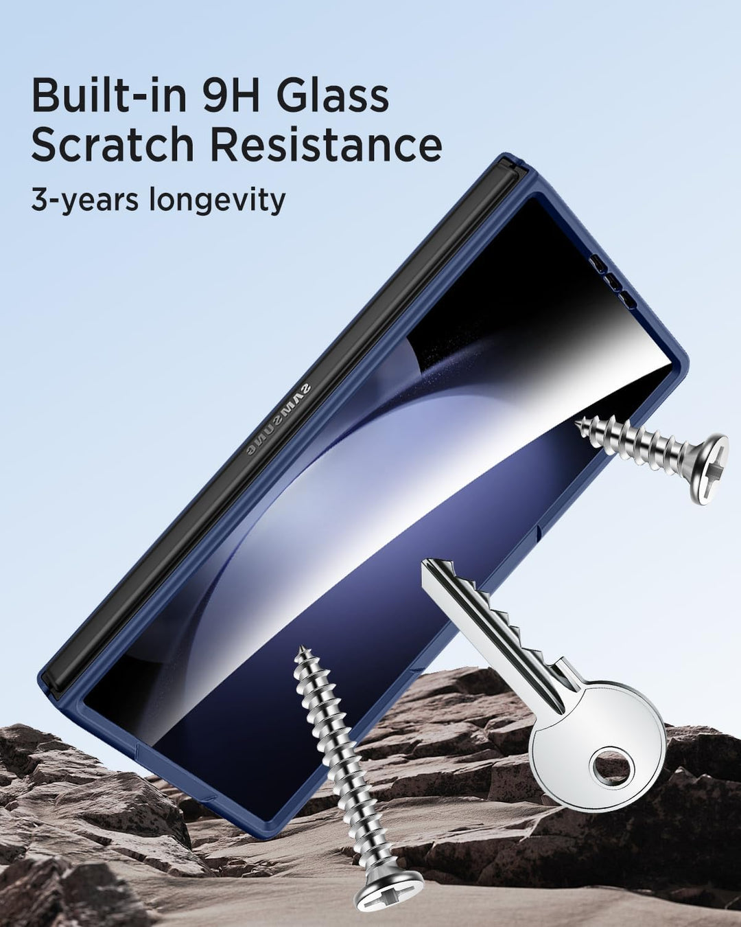 Miimall Kompatibel mit Samsung Galaxy Z Fold 5 Hülle mit S-Pen & Stifthalter, [HD Displayschutz] Ult