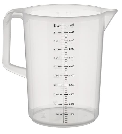 APS Messbecher 5 Liter, Ø 20,5 x H: 27,5 cm, 1- und ml-Liter- Einteilung, spülmaschinengeeignet & Fa